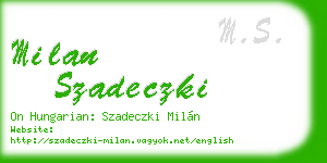 milan szadeczki business card