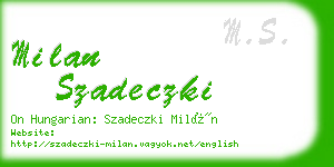 milan szadeczki business card